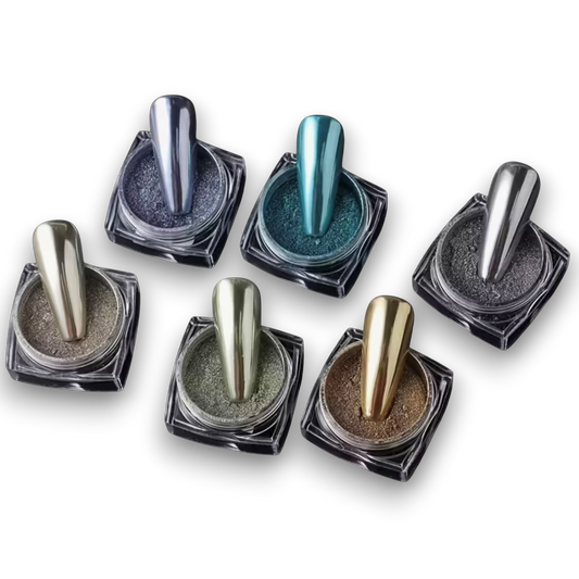 Ensemble de 6 poudres à paillettes pour ongles 02